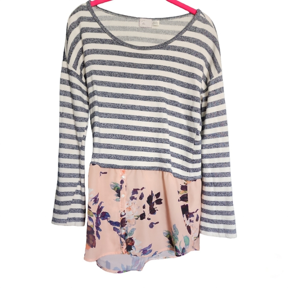 EUC Anthropologie Postmark Layered Sweater Floral Top Size M - Picture 7 of 11